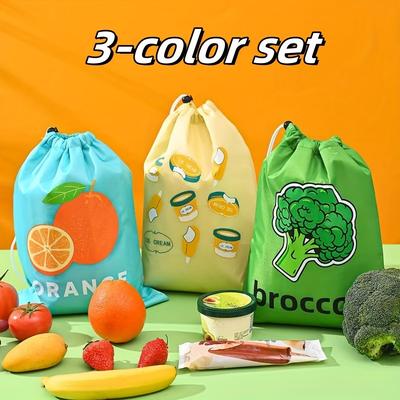 TEMU 3pcs Reusable Food Storage Bags - Leakproof Washable Aluminum Foil Liner With Clip Closure, For Fruits Vegetables Ice Cream , Durable Kitchen & Fridge Organization Essentials Image