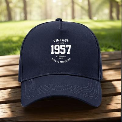 TEMU Vintage 1957 Baseball Cap - Adjustable, Sun-protective, Breathable, For , Parties, Holidays, And Outdoor Activities, Outdoor Accessories | Vintage Style Cap | Adjustable Headgear Image