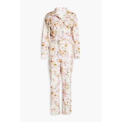 Fleur Du Mal Belted Floral-print Cotton-twill Jumpsuit - Natural - Rebecca Vallance Jumpsuits