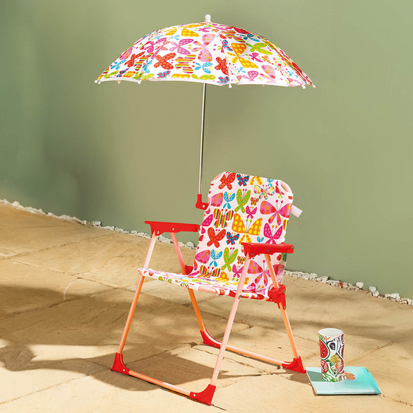 Kinderklappstuhl + Sonnenschirm ""Schmetterlinge""