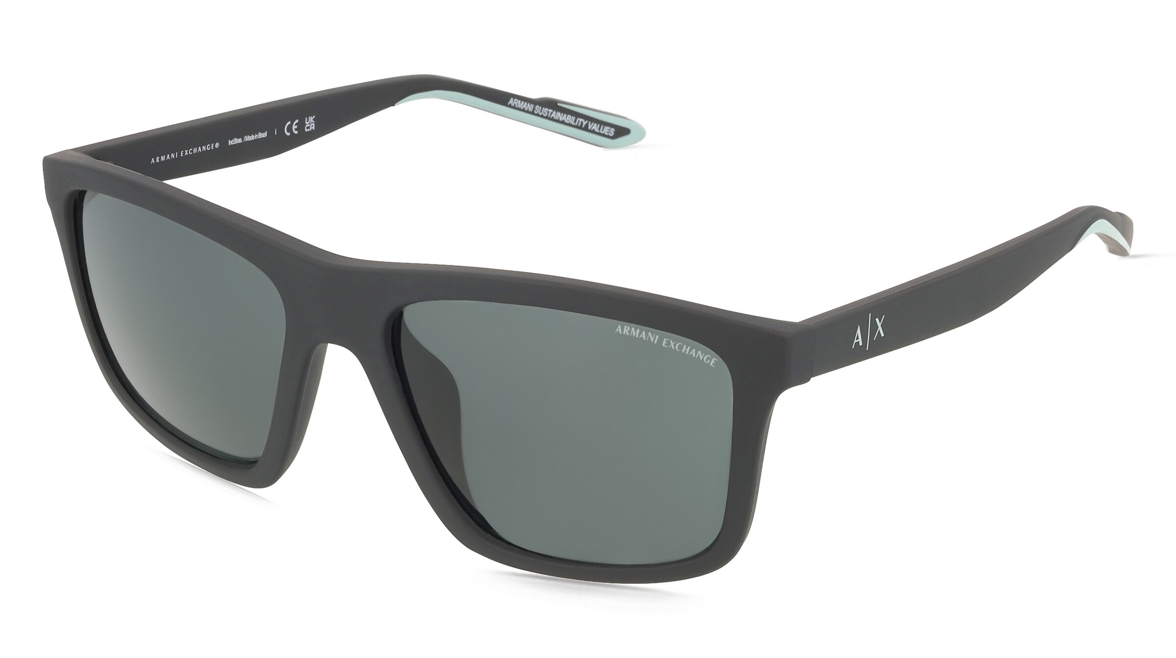 Armani Exchange AX4149SU Herren-Sonnenbrille Vollrand Quadratisch Kunststoff-Gestell, schwarz