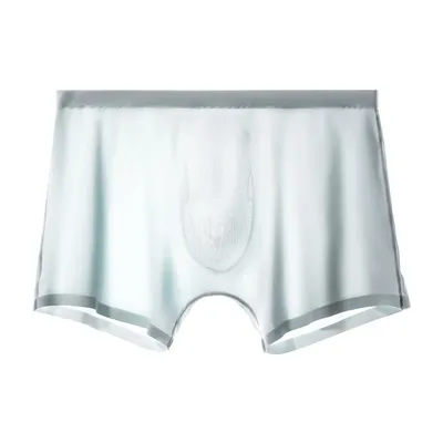 3-teilige Herrenunterwäsche, 3D-gestanzter unterer Schritt aus Eisseide, viereckige Hose, nahtlose ultradünne Hose mit flachem Ecken, Sommer-Brea Image