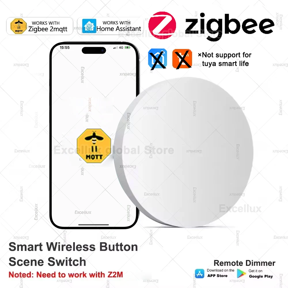 ZigBee Drahtloser Szenenschalter, Druckknopf, Automatisierungsszenario-Controller, Hausautomation, intelligente Verknüpfungsgeräte, Zigbee 2 mqtt Image