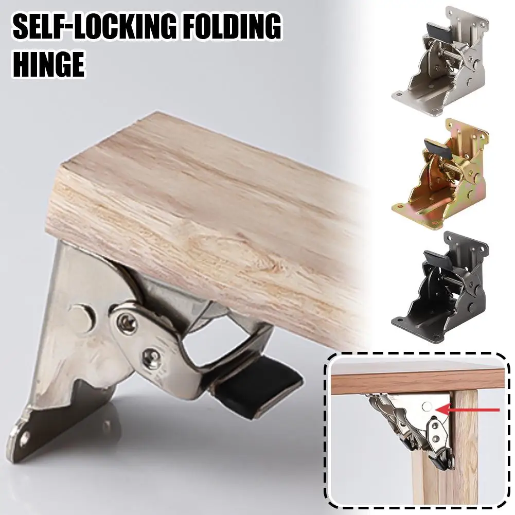 90-Grad-Klapptischbeinhalterung, selbstsichernde Scharnierbeschläge mit mehreren Winkeln, klappbares Verriegelungsscharnier für Tischunterstützung, Werkbank