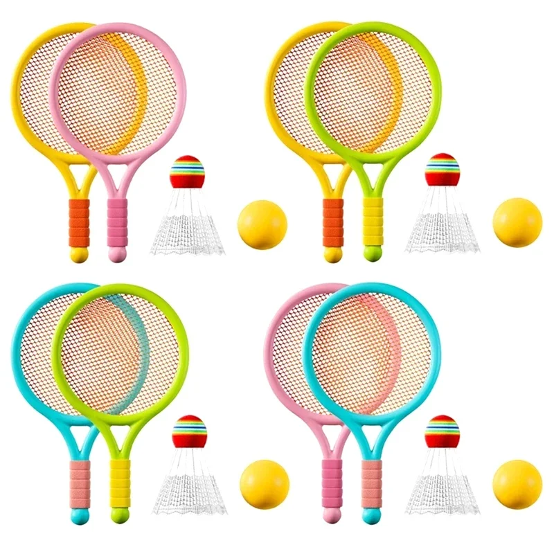 Kinder-Tennis-Badminton-Spielzeug, Tennisschläger mit Bällen, Badmintonschläger-Set, leichtes Sportspiel für drinnen und draußen für Kinder Image