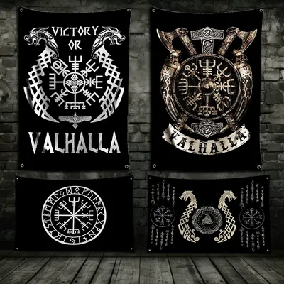 3 x 5 Fuß Viking Nordic Viking Mystisches Symbol Flagge Polyester Digitales Banner für Garage Wand Image