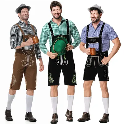 Halloween Oktoberfest Kostüm bayerischen deutschen Bierfest männlich Lederhosen Karneval Cosplay Phantasie Party Shirts Hosen Kleidung Image