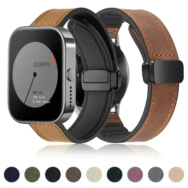22mm Leather+Silicone Strap For CMF Watch Pro Band Wristband Bracelet For CMF by Nothing Watch Pro 2 Magnetic Buckle Watchband Image