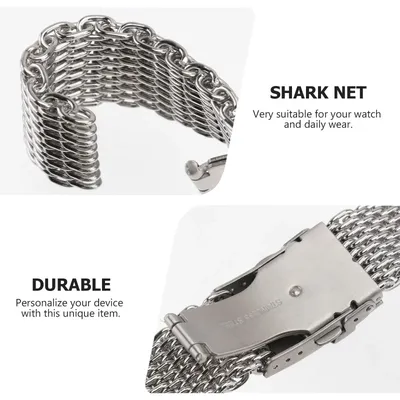 20mm Uhrenarmband Edelstahl Uhrenarmband Shark Mesh Nummer Uhrenarmband Herren Metall Image