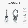 MODIAN 0,5 Karat D Farbe Hellgrün Moissanit Swing Creolen 925 Sterling Silber Schwarz Punk Ohr Schnallen für Frauen Schmuck