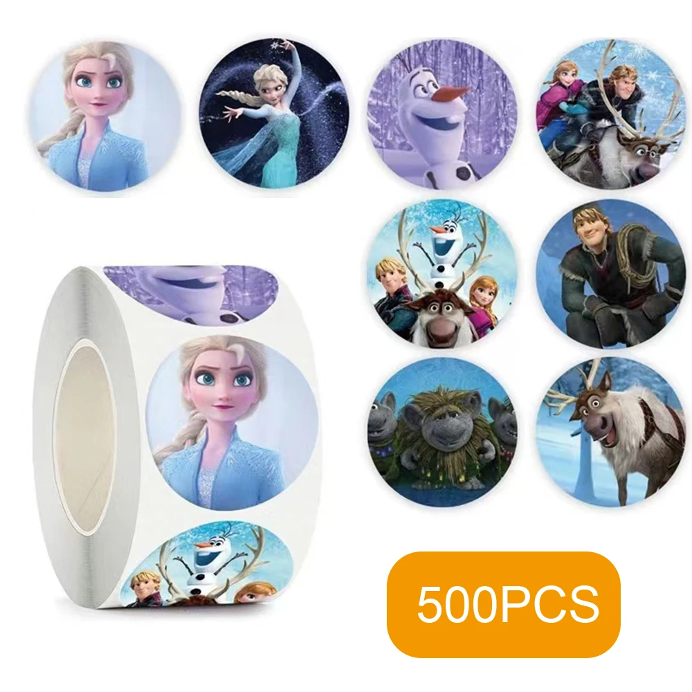 500 Stück/Rolle Cartoon Disney Frozen Elsa Anna Belohnungsaufkleber Siegeletikett Aufkleber Notebook Telefon Niedliche Dekoration Aufkleber Kinderspielzeug Image