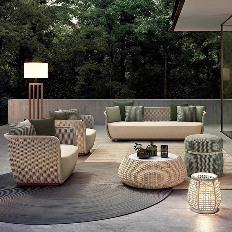 Rattan-Hinterhof-Gartensets, Lounge, wasserdicht, Schnitt, Kreativität, Terrassen-Set, Couch, Sofas, luxuriöse Gartenmöbel-Sets, Gartenmöbel