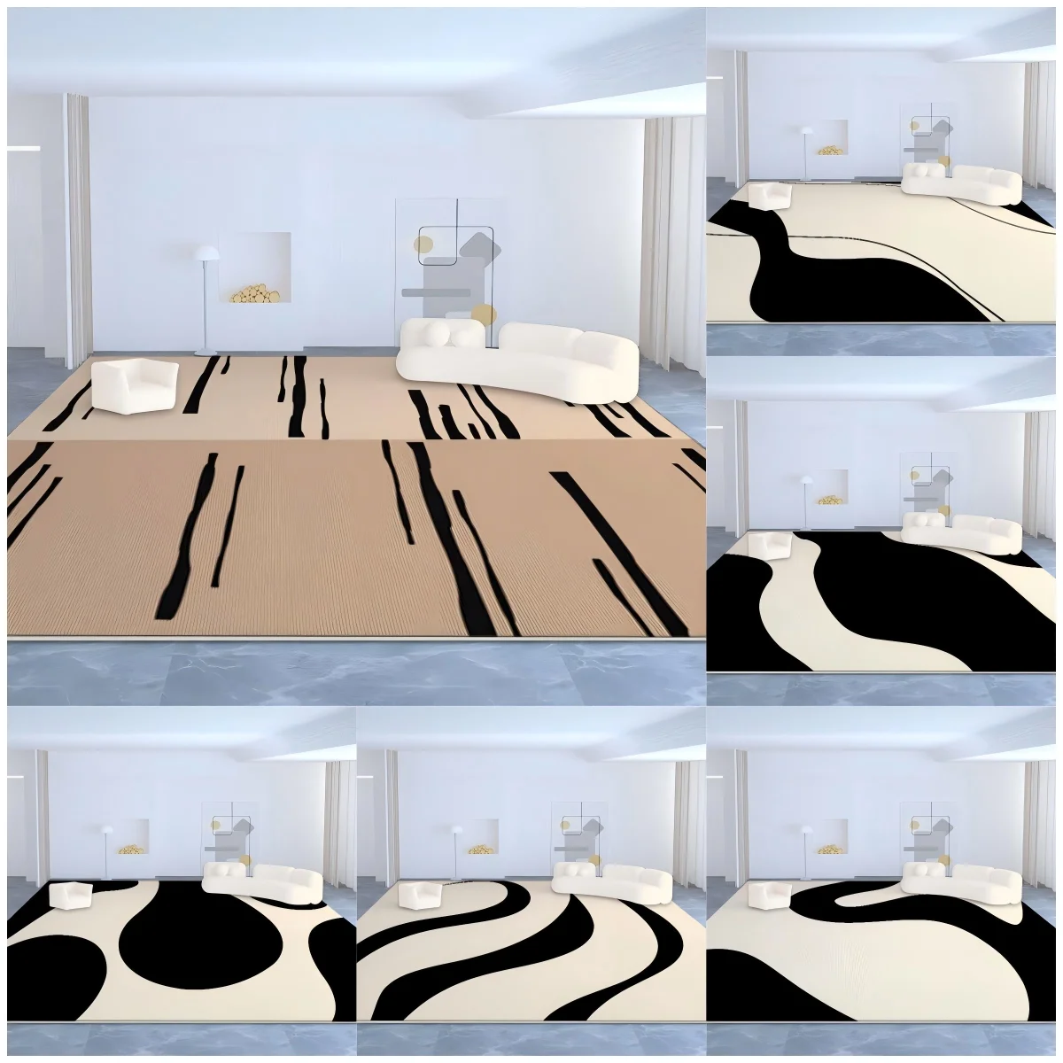 VIKAMA Einfacher Schlaufenstapel-Teppich, groß, tief, für Haushalt, Schlafzimmer, Wohnzimmer, Sofa, rutschfest, langlebig, Heimdekoration Image