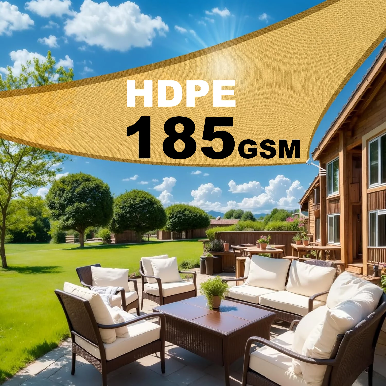 185GSM HDPE Sonnenschutz Dreieck Sonnenschutz Segel Outdoor Sonnenschutz Baldachin UV Block Sonnenschutz für Garten Hinterhof Terrasse Pool Markise Image