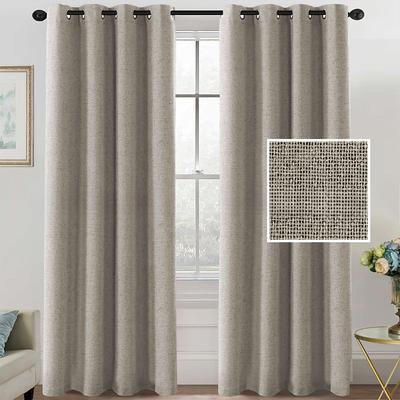 Faux Linen Curtains Blended Curtain Panels Bundle Blackout Linen Look Curtains for Bedroom 2 Panel Sets