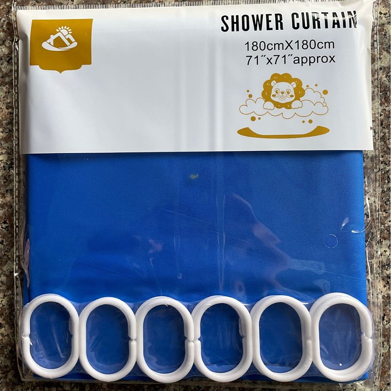 Shower Curtains Mould Proof Resistant, Waterproof PEVA Shower Curtain Heavy Duty Bathroom Curtains, With White 12 Plastic Hooks, 180cm x 180cm