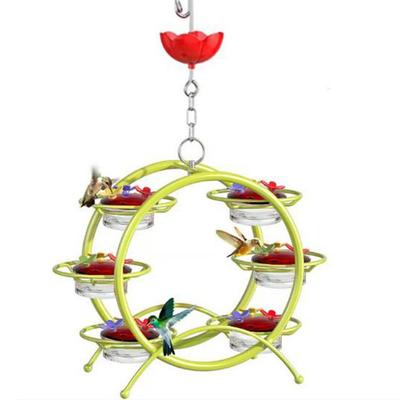 Ferris Wheel Hummingbird Feeder for Outdoors, Handcrafted Metal Art Bird Feeder with 6 Nectar Jars Feeder, Leak-Proof, Top Fill, Garden Yard Decor Gift for Bird Lovers