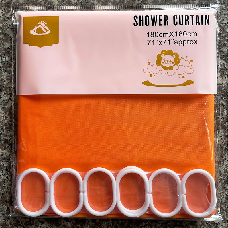 Shower Curtains Mould Proof Resistant, Waterproof PEVA Shower Curtain Heavy Duty Bathroom Curtains, With White 12 Plastic Hooks, 180cm x 180cm