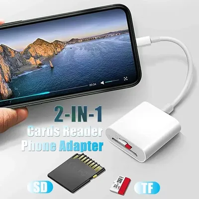 2IN1 SD/TF Card Reader Adapter For iPhone/iPad/Mac TypeC to SD TF Dual Card Slot Memory Portable