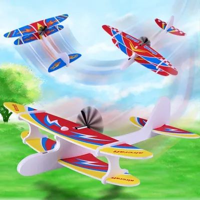 Electric Foam Plane Glider Hand Airplanes Capacitor with LED Light Outdoor Aircraft Model Kids Toys