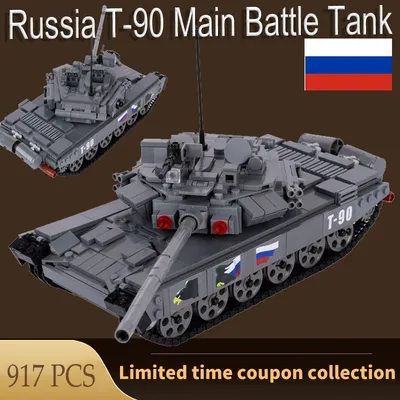 MOC Russia Military T-90 Main Battle Tank Truck Building Blocks WW2 Armored Transport Vehicle Army