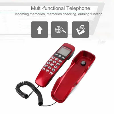 Home Telephone Mini Wall Telephone Home Office Hotel Incoming Caller ID LCD Display Landline Phone