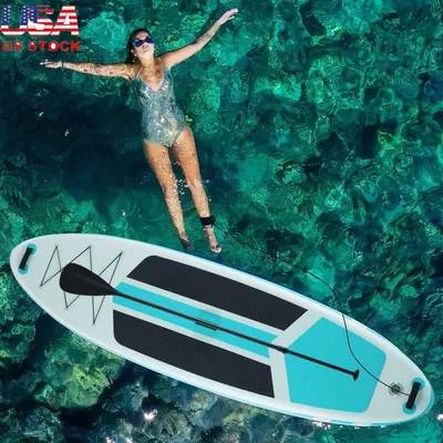 Inflatable Stand Up Paddle Board 10.5ft Non-Slip Deck Anti-Slip EVA Three Removable Fins Accessories