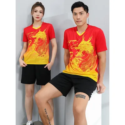 Summer Badminton Suit Men's T-shirt Fitness Sports Short Sleeve Women's Badminton Wear Breathable