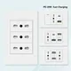 Presa standard Italia Cile con USB Smart Type-c 20W Ricarica rapida, doppia presa a muro USB Spina Cile Interruttore luce da pannello in plastica
