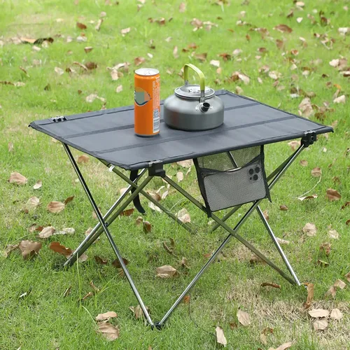 Table de plage pliante en alliage d'aluminium, table de pique-nique portable, maille décontractée, extérieur, 76x56x52cm
