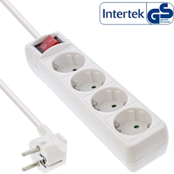 InLine® Steckdosenleiste, 4-fach Schutzkontakt, mit Schalter, weiß, 1,5m Image