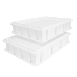 Pizza Lover 2x Pizzaballenbox mit Deckel in weiß - Größe 30x40x7,5 cm Gärbox Teigballen Brotteig Hefeteig & Sauerteig Lebensmittel Box - Pizzazubehör Image