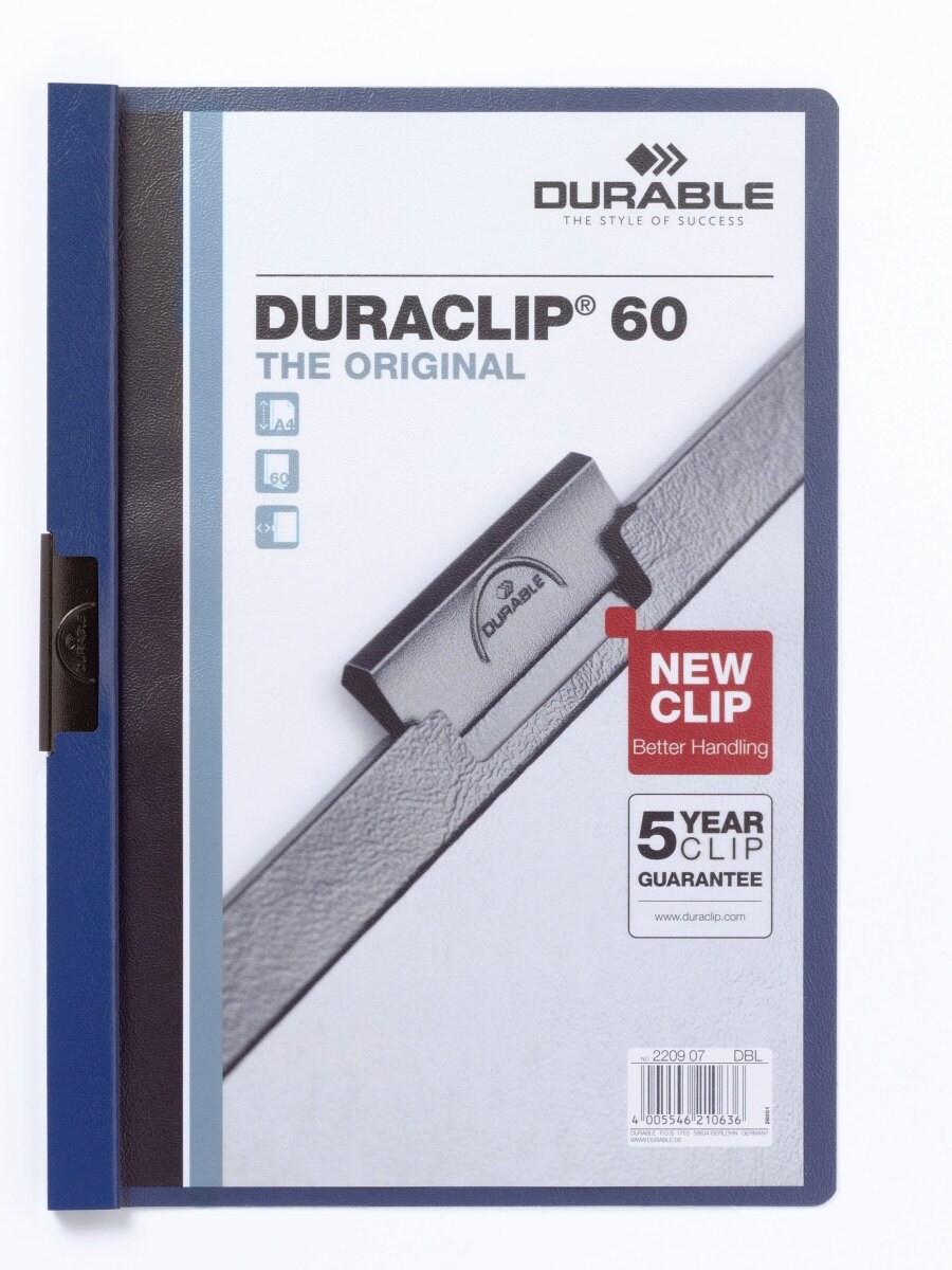 Durable Klemmmappe Duraclip Original 60 bis 60 Blatt A4 dunkelblau Packung mit 25 Stück Image