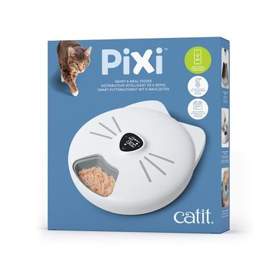 Catit Pixi Smart 6-Meal Feeder for Cat, 12.5" L X 13.5" W X 3.6" H, White