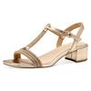 Sandalette MARCO TOZZI, Damen, Gr. 38, gold (goldfarben), Textil, Lederimitat, elegant, Schuhe, Blockabsatz, Riemchensandale mit funkelnden Strasssteinchen