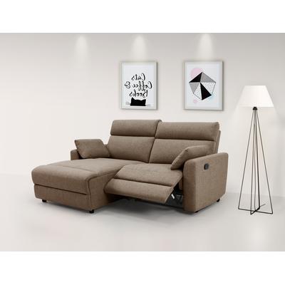 Ecksofa INOSIGN "JENNA, L-Form, 209cm, manuelle u. elektrische Funktion, mit USB A/C", grau (taupe), B:209cm H:100,5cm T:163cm, Webstoff 100% Polyester, Sofas, Liegefunktion 105-150, Federkern, Struktur fein, Topseller Image