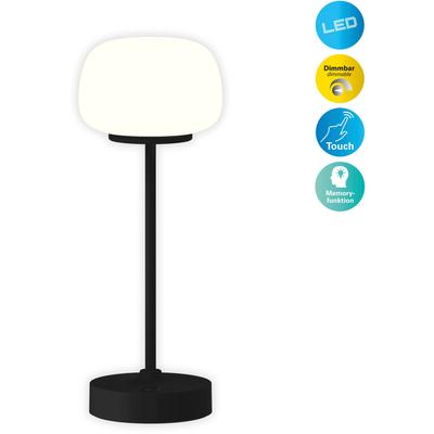 NÄVE LED Tischleuchte "Pina", schwarz, 1 flammig, Ø 10,50cm H: 30,00cm,, Lampen, Akku aufladbar, USB Typ C inkl. Kabel 100cm, Touch, dimmbar