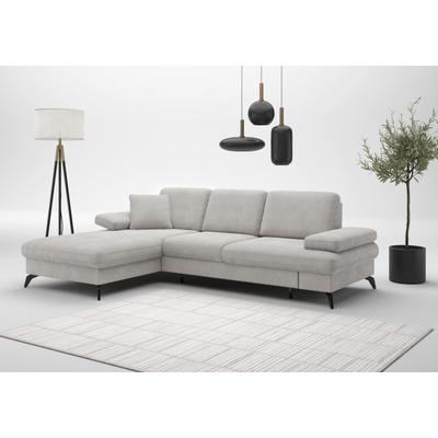 Ecksofa SIT & MORE "Morris Jubi", grau (hellgrau), B:247cm H:83cm T:171cm, 95% Polyester, 5% Polyamid, Sofas, wahlweise mit Bettfunktion,ink. Armteilverstellung und 1 Zierkissen Image