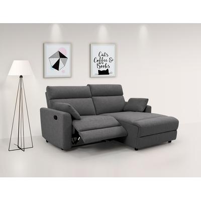 Ecksofa INOSIGN "JENNA, L-Form, 209cm, manuelle u. elektrische Funktion, mit USB A/C", grau (anthrazit), B:209cm H:100,5cm T:163cm, Webstoff 100% Polyester, Sofas, Liegefunktion 105-150, Federkern, Struktur fein, Topseller Image