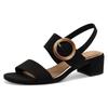 Sandalette MARCO TOZZI, Damen, Gr. 37, schwarz, Textil, elegant, Schuhe, Blockabsatz, Riemchensandale, Festtagsschuh mit großer Zierschnalle