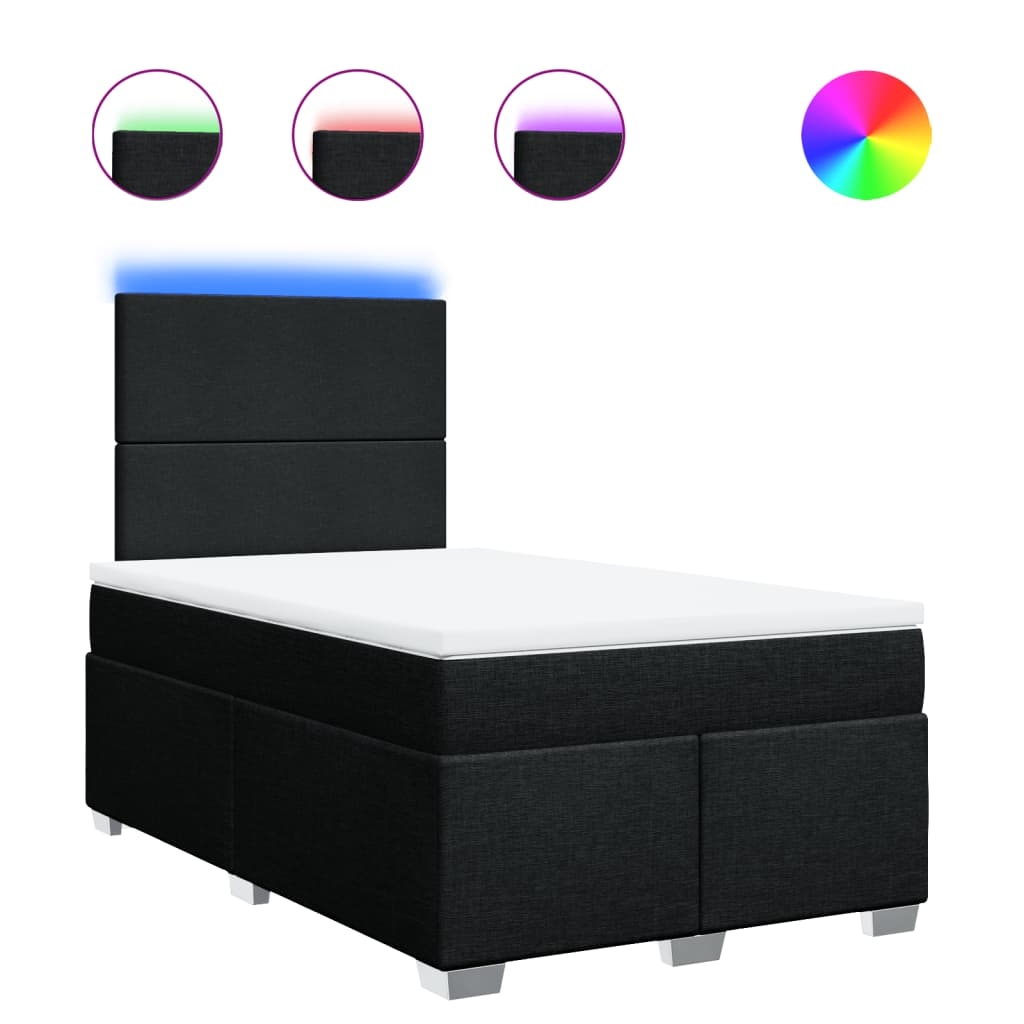 vidaXL Boxspringbett mit Matratze Schwarz 120x190 cm Stoff Image