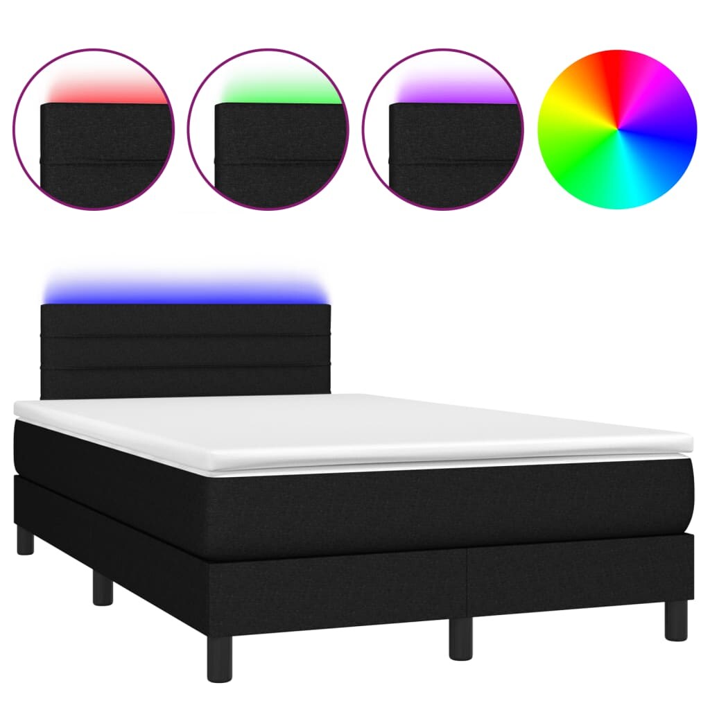 vidaXL Boxspringbett mit Matratze & LED Schwarz 120x190 cm Stoff Image