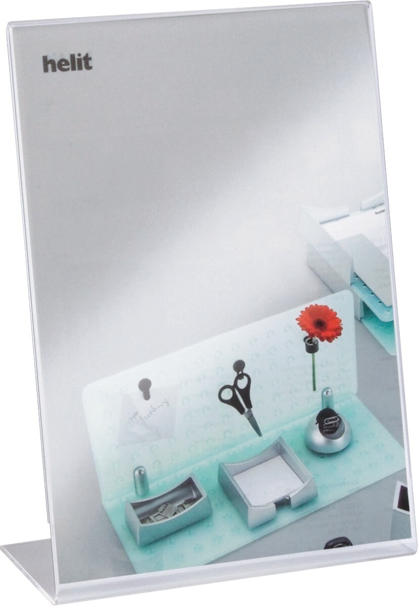 helit Menükartenständer L-Form A5 hoch glasklar Packung mit 2 Stück Image