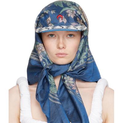Regenerated Silk Scarves Veiled Cap - Blue - MARINE SERRE Scarves