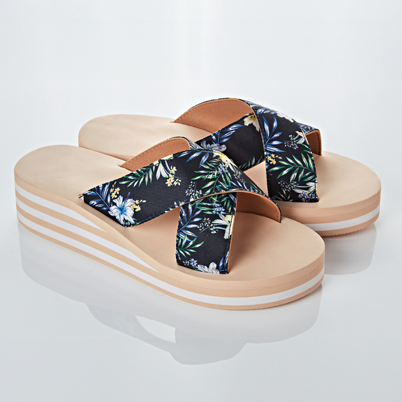 Pantolette „Hibiskus” blau Image