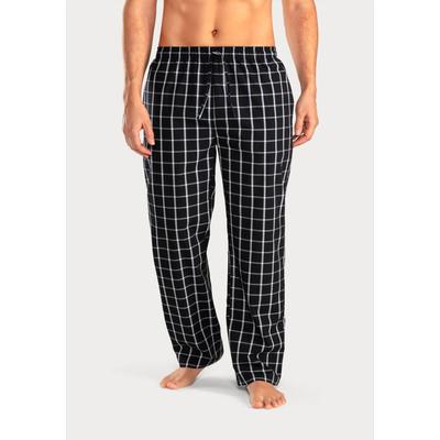 Pyjamahose AUTHENTIC LE JOGGER, Herren, Gr. 52/54 (L), N-Gr, schwarz (schwarz, kariert), Web, Obermaterial: 100% Baumwolle, kariert, Basic, bequem lang, Hosen Schlafhose, mit Seitentaschen und Bindeband Image
