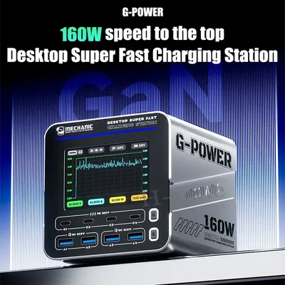 MECHANIC G-POWER GaN Multi-Port-Ladegerät 160 W für iPhone iPad mit 15 W kabelloser Ladestation, Image
