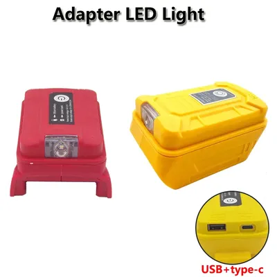 For DeWalt/Milwaukee 18V20V Li-ion Battery Portable USB+type-c Output Battery Adapter With LED Light Power Bank Phone Charger