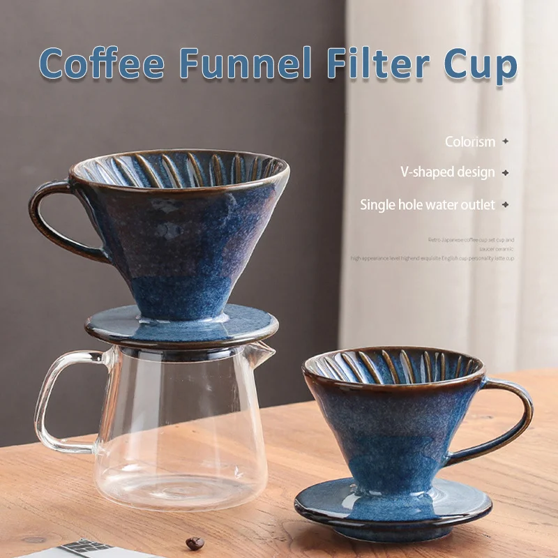 Coffee Funnel Cup V Style Hand Brew Coffee Filter Cup Conical Spiral Drip Filter Mug Household Coffee Utensils Accessories