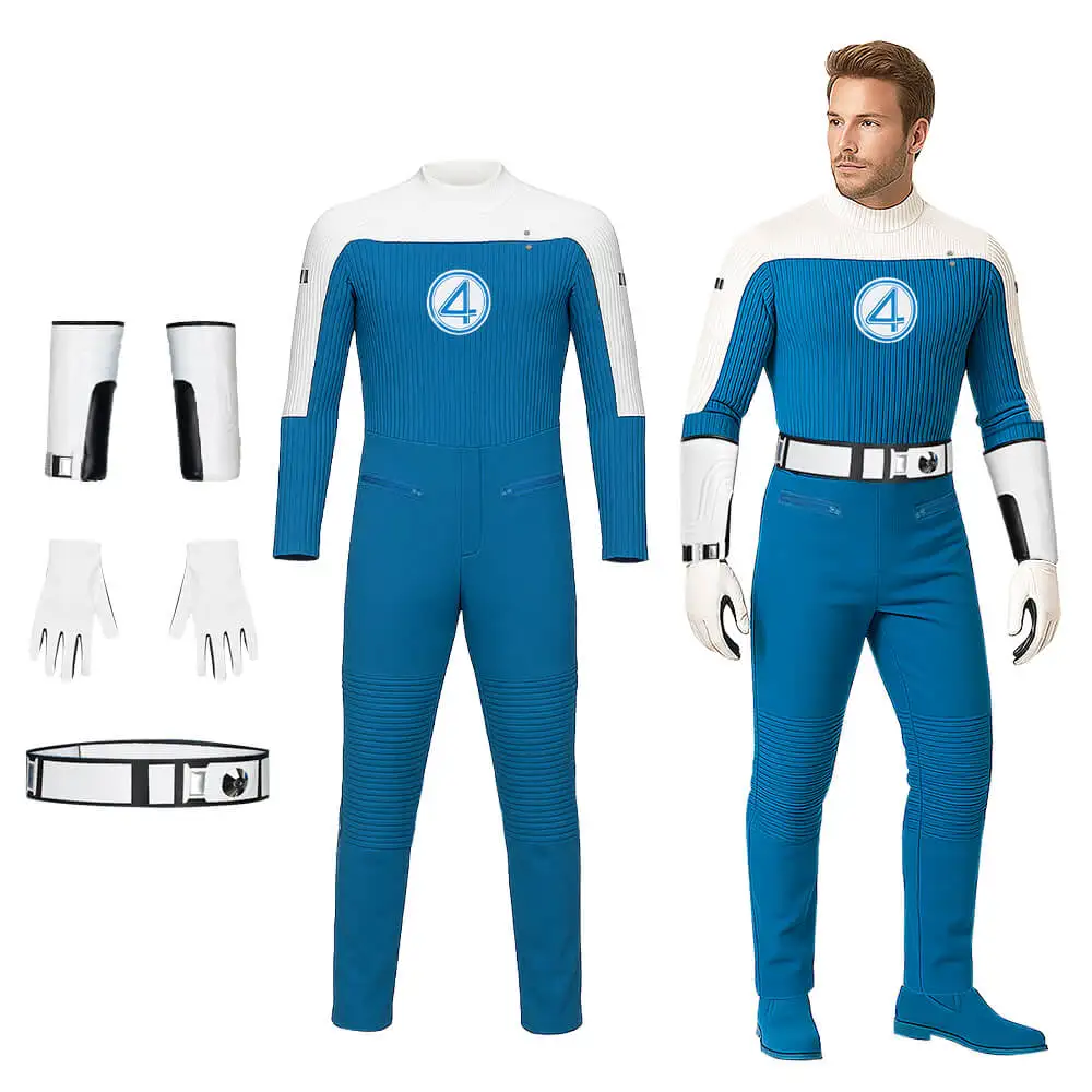 Film Johnny Storm Cosplay Kostüm Fantastische Menschliche Fackel Halloween Overall Handschuhe Gürtel Handschützer Männer Erste Schritte Takerlama Image